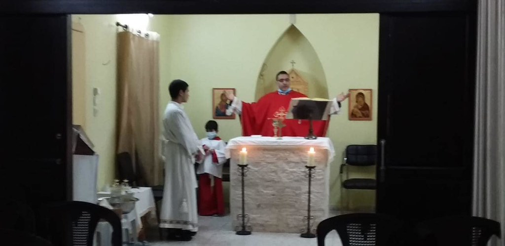 Gaza - Misa en la Iglesia Santo Tomás de Aquino